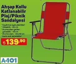 AHŞAP KOLLU KATLANABİLİR PLAJ/PİKNİK SANDALYESİ
